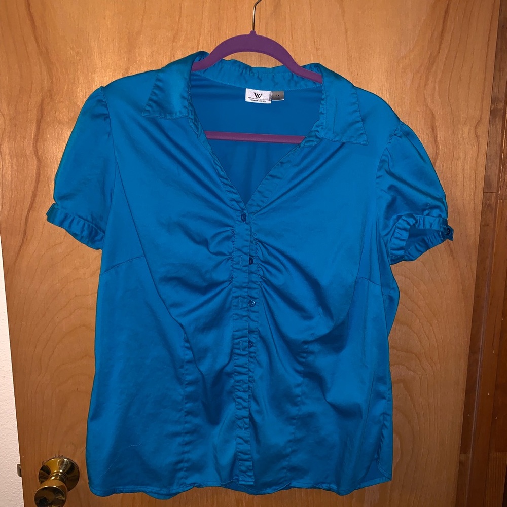 Blue button down shirt